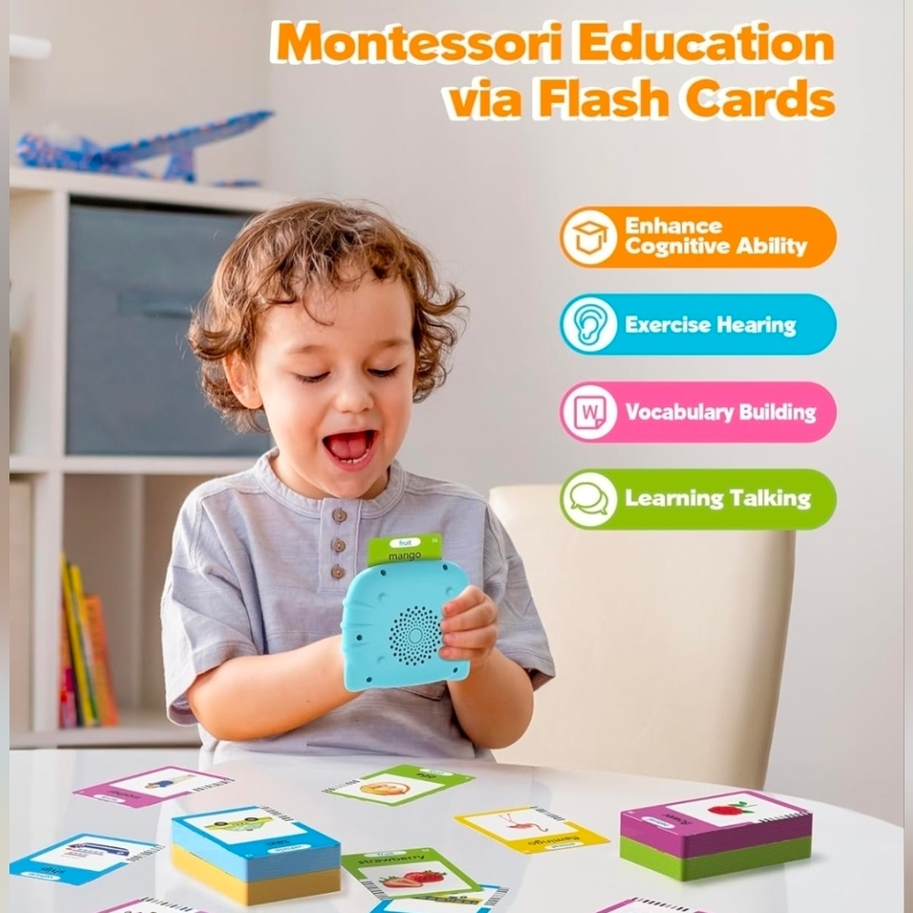 Talking Flash Cards for Toddlers ~  Montessori Language Learning ~ Blue - Picture 3 of 5